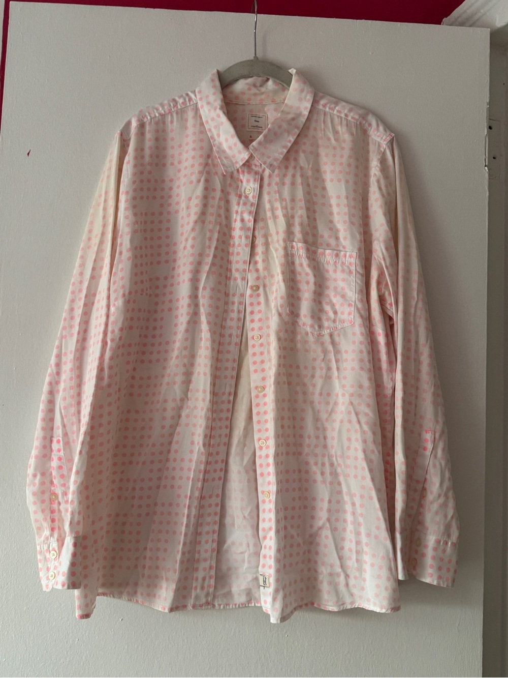 GAP Light Pink Dot-Print Casual Button-Down Shirt